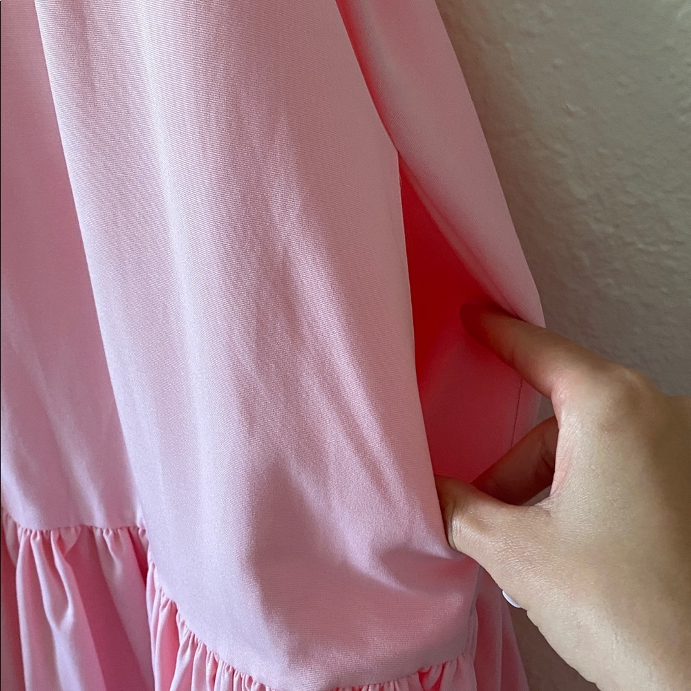 STAUD Marlowe Tiered Poplin Maxi Dress Size S Pearl Pink Bow-Back - Picture 13 of 16